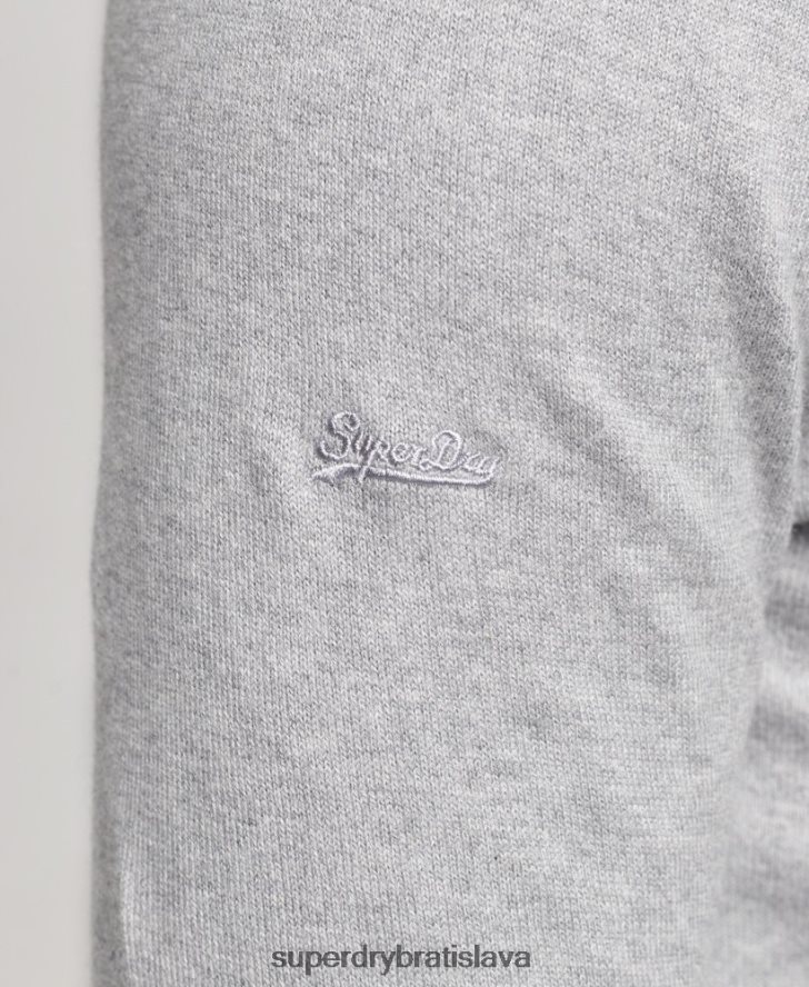 Superdry muži Kašmírový pulóver z organickej bavlny 6B4ZTR1240 oblečenie sivá