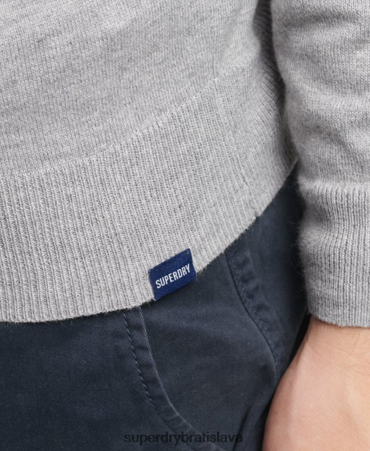 Superdry muži Kašmírový pulóver z organickej bavlny 6B4ZTR1240 oblečenie sivá