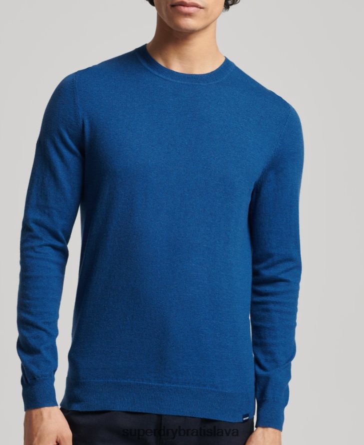 Superdry muži Kašmírový pulóver z organickej bavlny 6B4ZTR1344 oblečenie Modrá