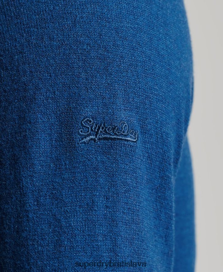 Superdry muži Kašmírový pulóver z organickej bavlny 6B4ZTR1344 oblečenie Modrá