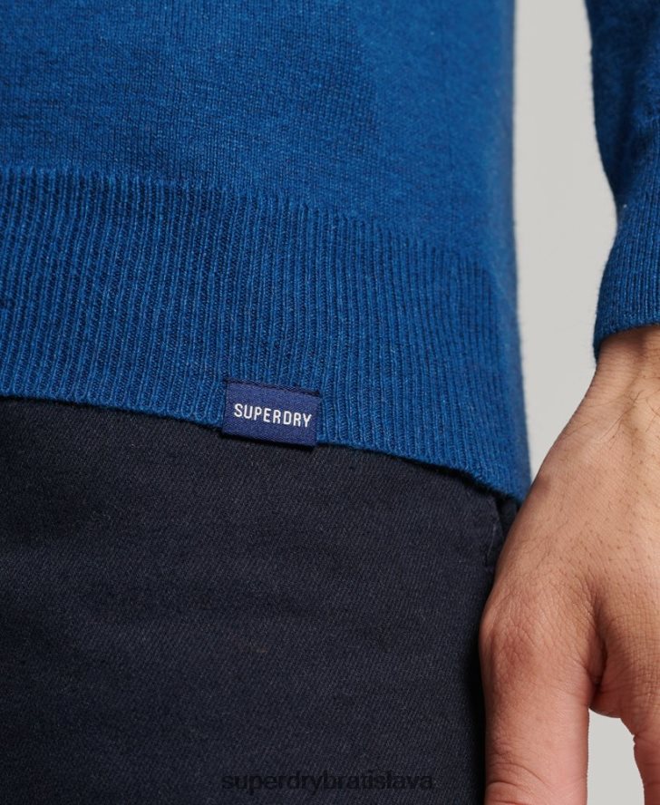Superdry muži Kašmírový pulóver z organickej bavlny 6B4ZTR1344 oblečenie Modrá