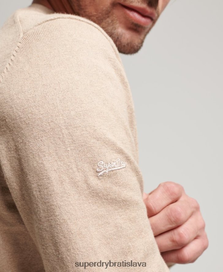 Superdry muži Kašmírový pulóver z organickej bavlny 6B4ZTR5264 oblečenie béžová