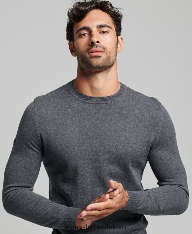 Superdry muži Kašmírový pulóver z organickej bavlny 6B4ZTR5306 oblečenie sivá