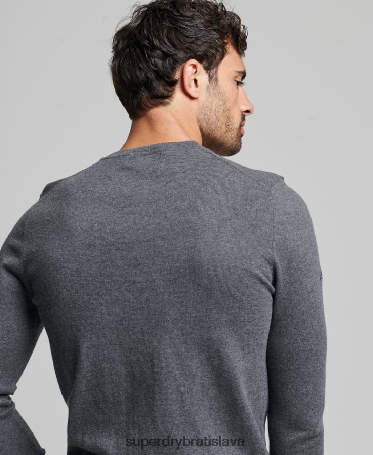 Superdry muži Kašmírový pulóver z organickej bavlny 6B4ZTR5306 oblečenie sivá