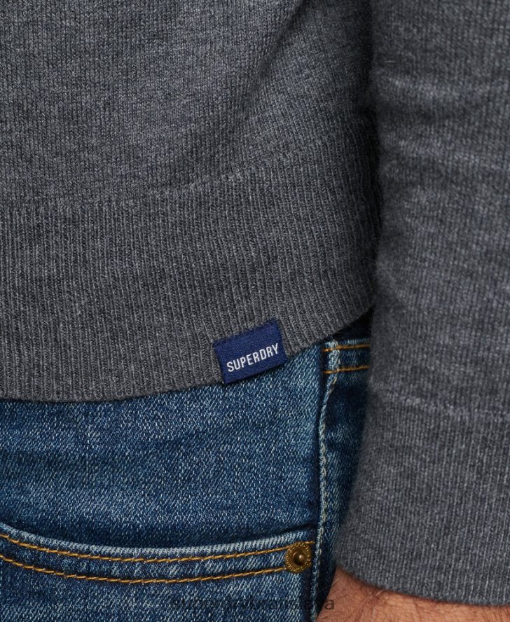 Superdry muži Kašmírový pulóver z organickej bavlny 6B4ZTR5306 oblečenie sivá
