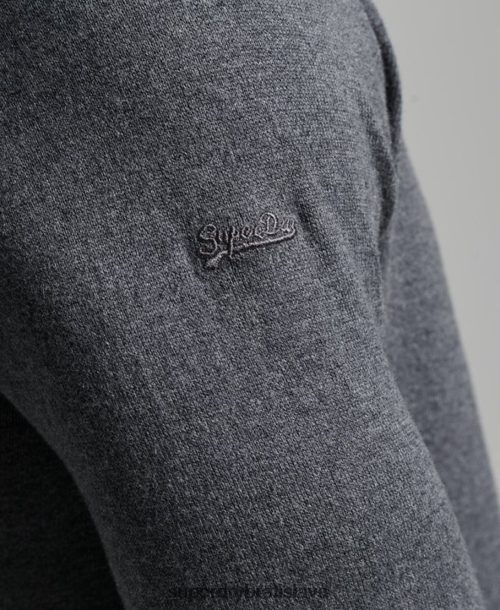 Superdry muži Kašmírový pulóver z organickej bavlny 6B4ZTR5306 oblečenie sivá