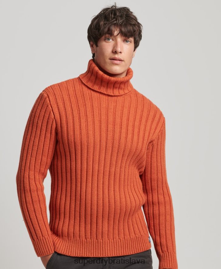 Superdry muži Rolákový sveter zo zmesi merina 6B4ZTR5239 oblečenie oranžová