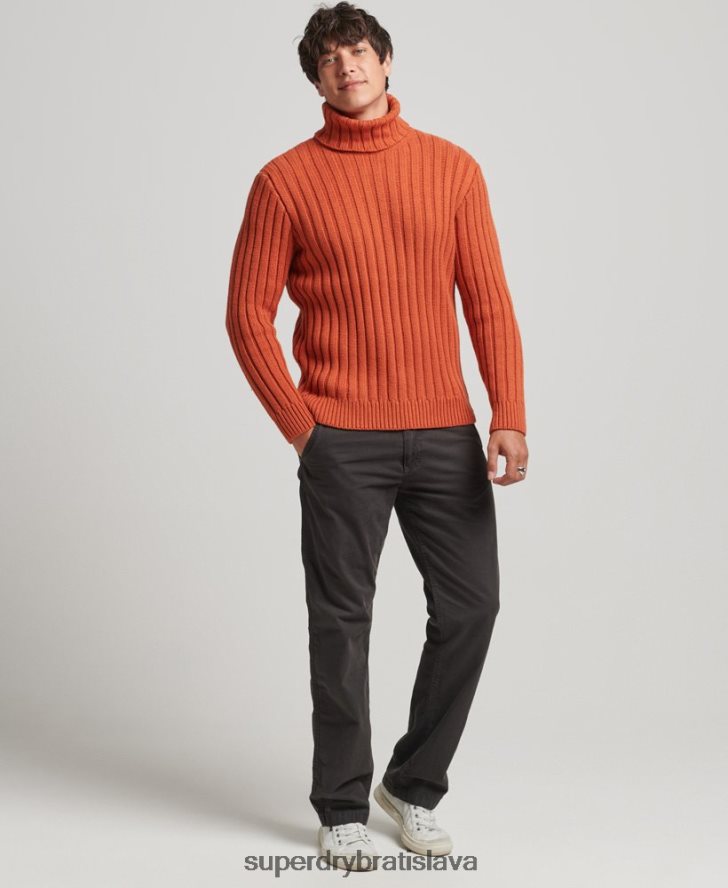 Superdry muži Rolákový sveter zo zmesi merina 6B4ZTR5239 oblečenie oranžová