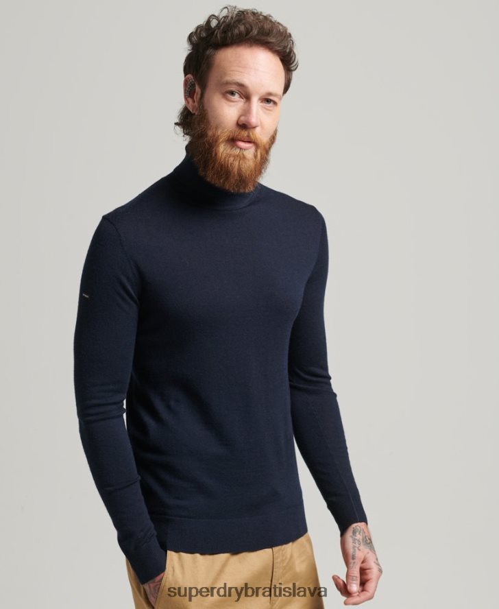 Superdry muži Studios merino sveter s rolákom 6B4ZTR1274 oblečenie námorníctvo