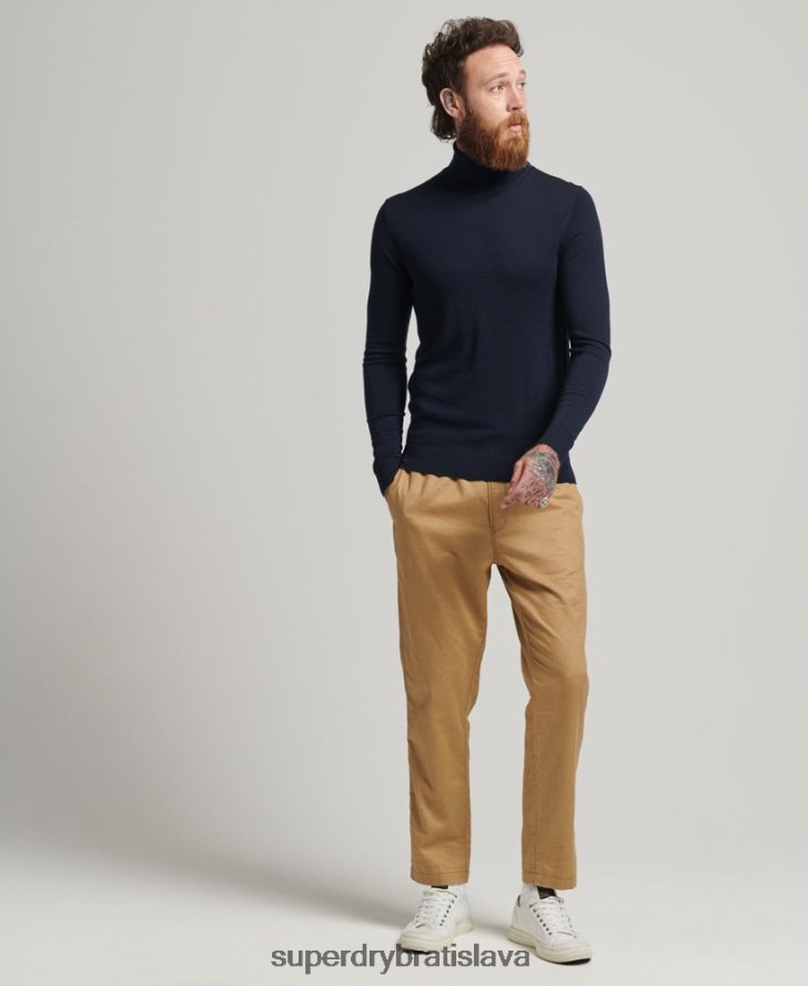 Superdry muži Studios merino sveter s rolákom 6B4ZTR1274 oblečenie námorníctvo