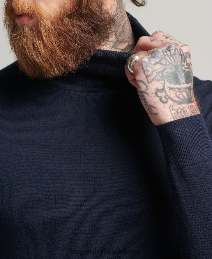Superdry muži Studios merino sveter s rolákom 6B4ZTR1274 oblečenie námorníctvo