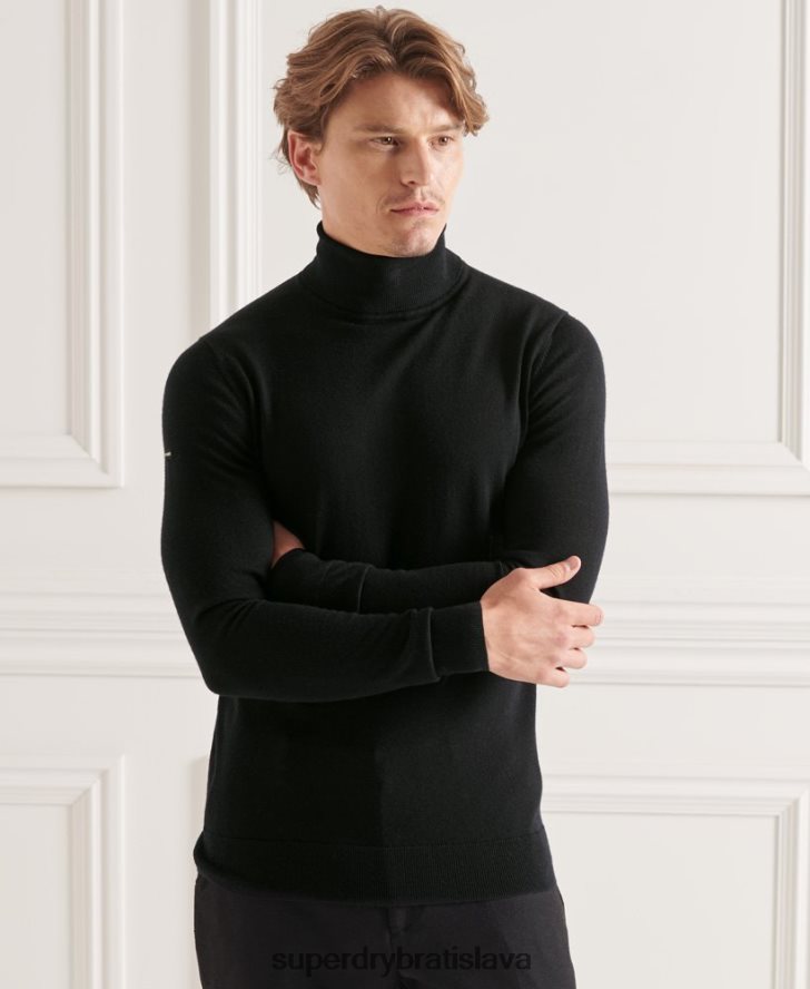Superdry muži Studios merino sveter s rolákom 6B4ZTR1311 oblečenie čierna