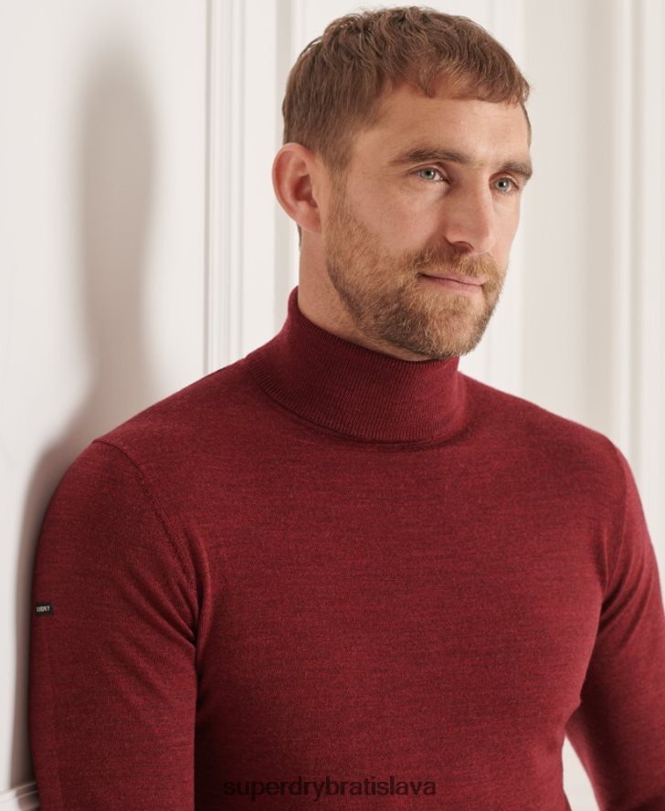 Superdry muži Studios merino sveter s rolákom 6B4ZTR1325 oblečenie červená