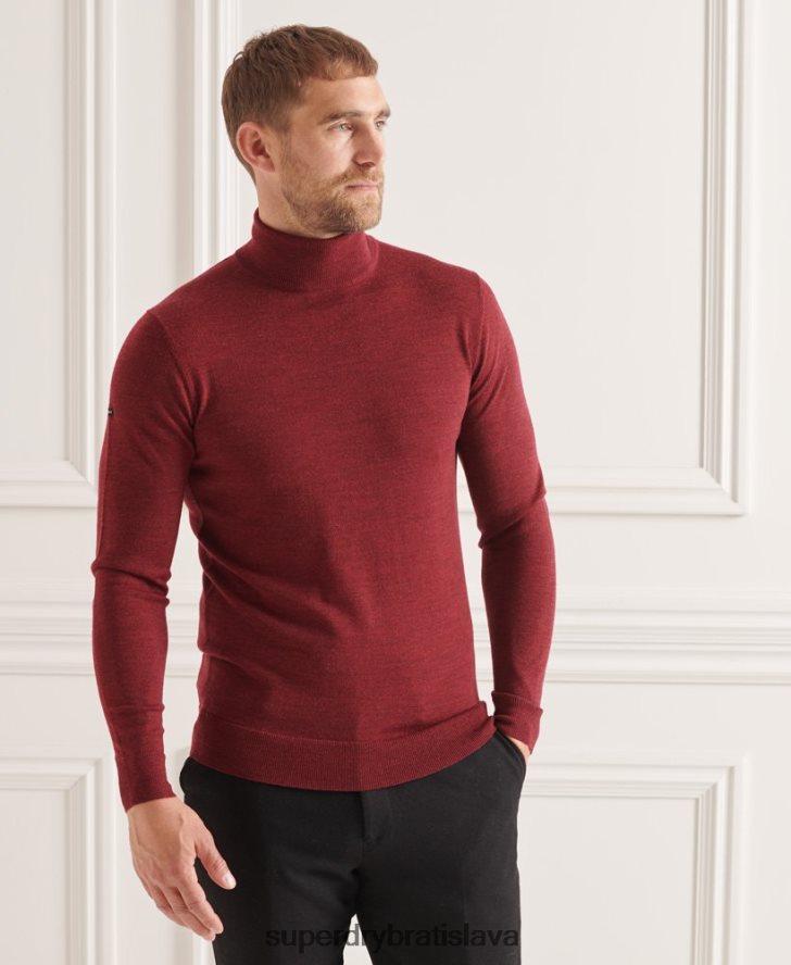 Superdry muži Studios merino sveter s rolákom 6B4ZTR1325 oblečenie červená