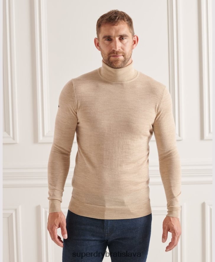 Superdry muži Studios merino sveter s rolákom 6B4ZTR5310 oblečenie béžová