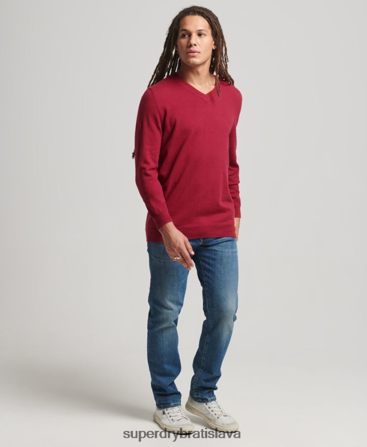 Superdry muži Vintage kašmírový sveter z organickej bavlny 6B4ZTR5251 oblečenie červená