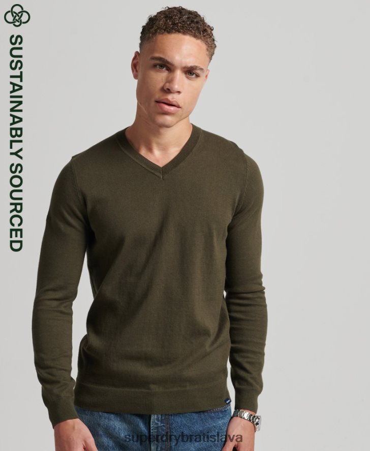 Superdry muži Vintage kašmírový sveter z organickej bavlny 6B4ZTR5254 oblečenie zelená
