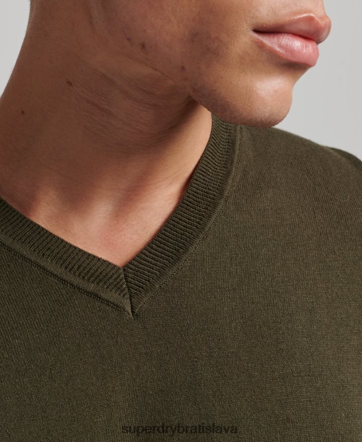 Superdry muži Vintage kašmírový sveter z organickej bavlny 6B4ZTR5254 oblečenie zelená