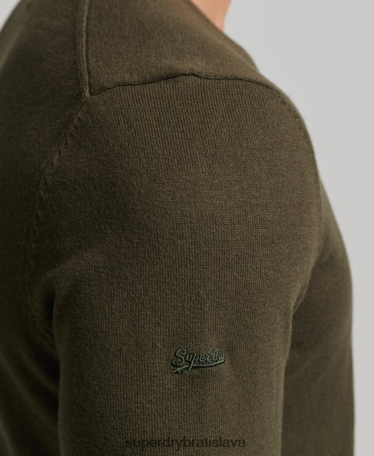 Superdry muži Vintage kašmírový sveter z organickej bavlny 6B4ZTR5254 oblečenie zelená