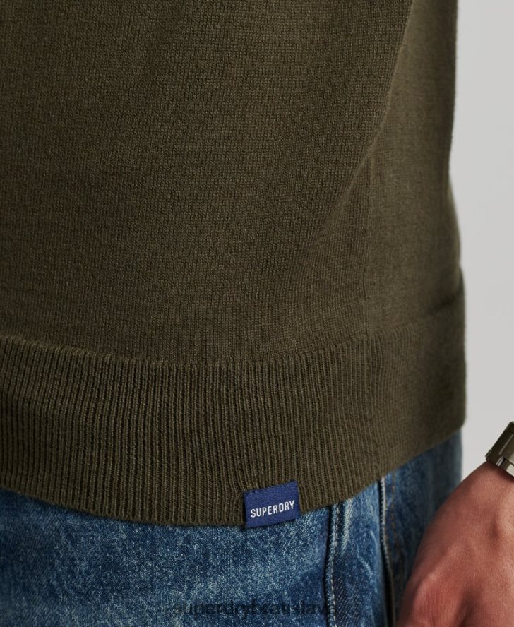 Superdry muži Vintage kašmírový sveter z organickej bavlny 6B4ZTR5254 oblečenie zelená