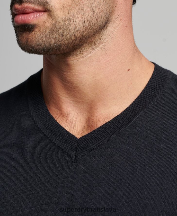 Superdry muži Vintage kašmírový sveter z organickej bavlny 6B4ZTR5275 oblečenie čierna