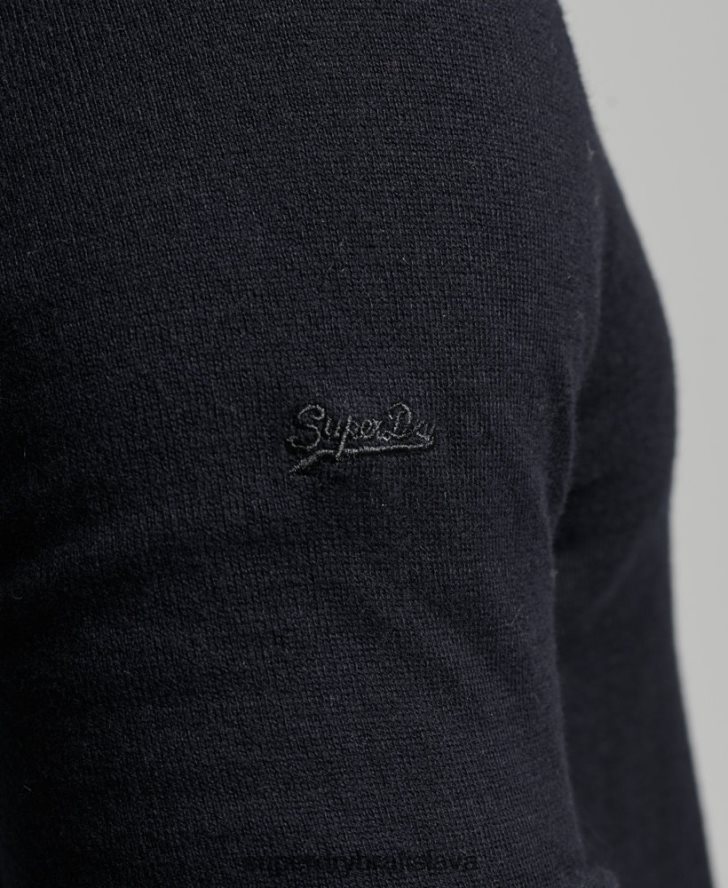 Superdry muži Vintage kašmírový sveter z organickej bavlny 6B4ZTR5275 oblečenie čierna