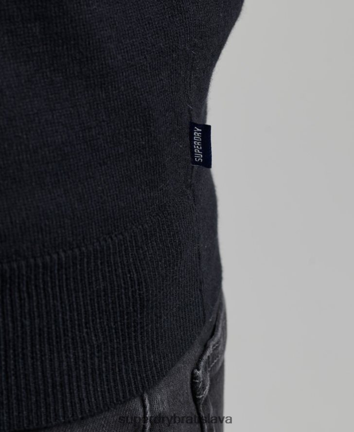 Superdry muži Vintage kašmírový sveter z organickej bavlny 6B4ZTR5275 oblečenie čierna