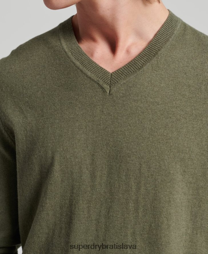 Superdry muži Vintage kašmírový sveter z organickej bavlny 6B4ZTR5333 oblečenie zelená