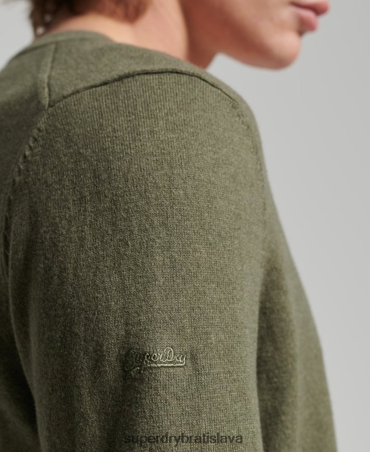 Superdry muži Vintage kašmírový sveter z organickej bavlny 6B4ZTR5333 oblečenie zelená