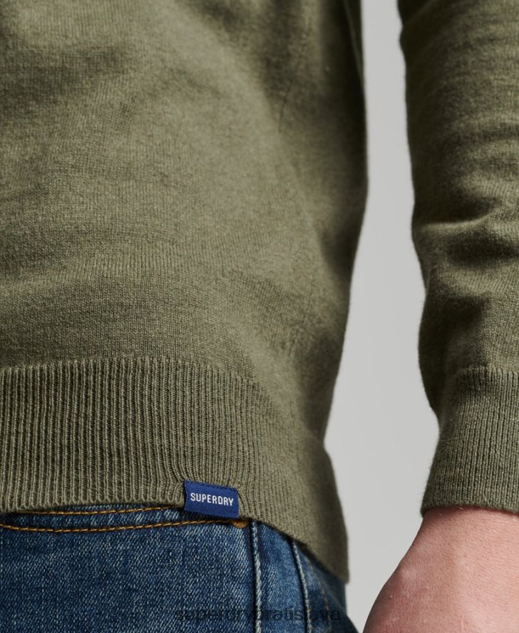 Superdry muži Vintage kašmírový sveter z organickej bavlny 6B4ZTR5333 oblečenie zelená