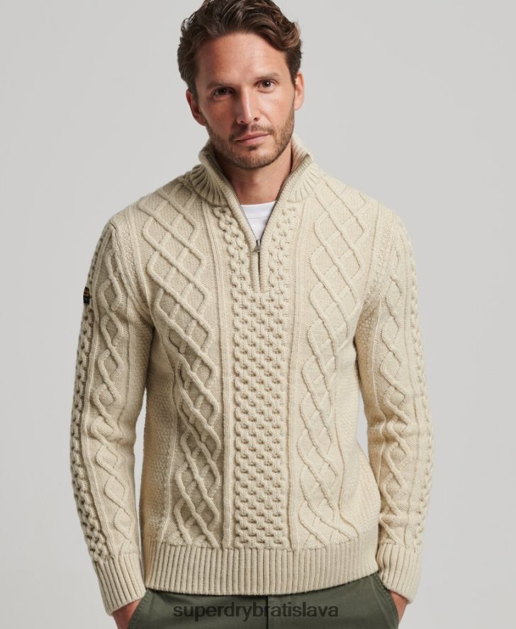 Superdry muži Vintage sveter Jacob henley 6B4ZTR1268 oblečenie krém