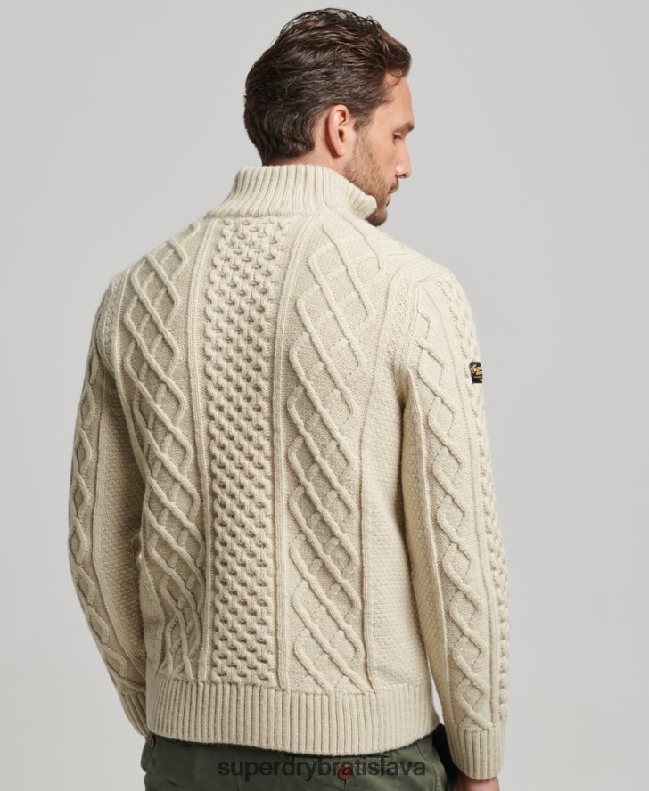 Superdry muži Vintage sveter Jacob henley 6B4ZTR1268 oblečenie krém
