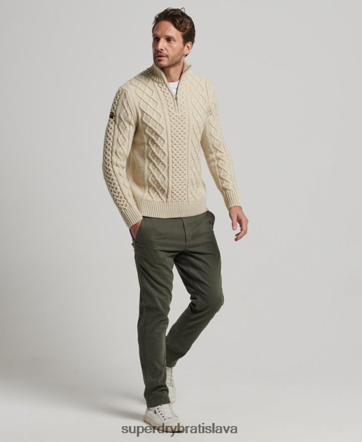 Superdry muži Vintage sveter Jacob henley 6B4ZTR1268 oblečenie krém