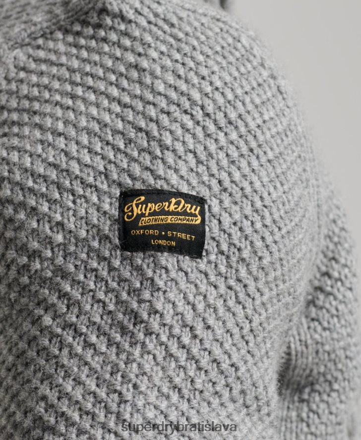 Superdry muži Vintage sveter Jacob henley 6B4ZTR1275 oblečenie svetlo šedá