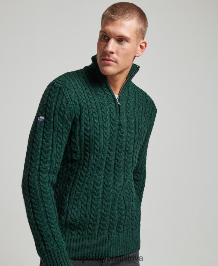 Superdry muži Vintage sveter Jacob henley 6B4ZTR1304 oblečenie zelená