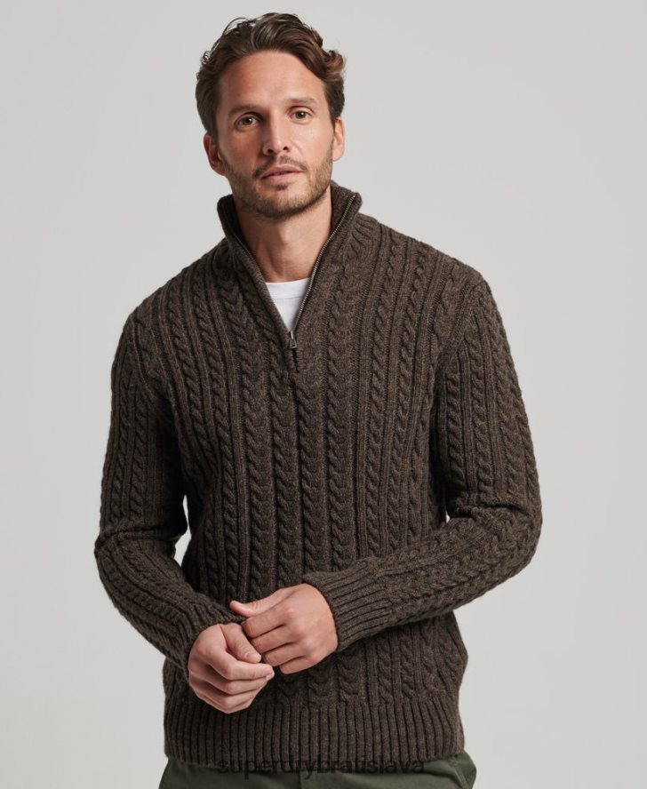 Superdry muži Vintage sveter Jacob henley 6B4ZTR1322 oblečenie hnedá