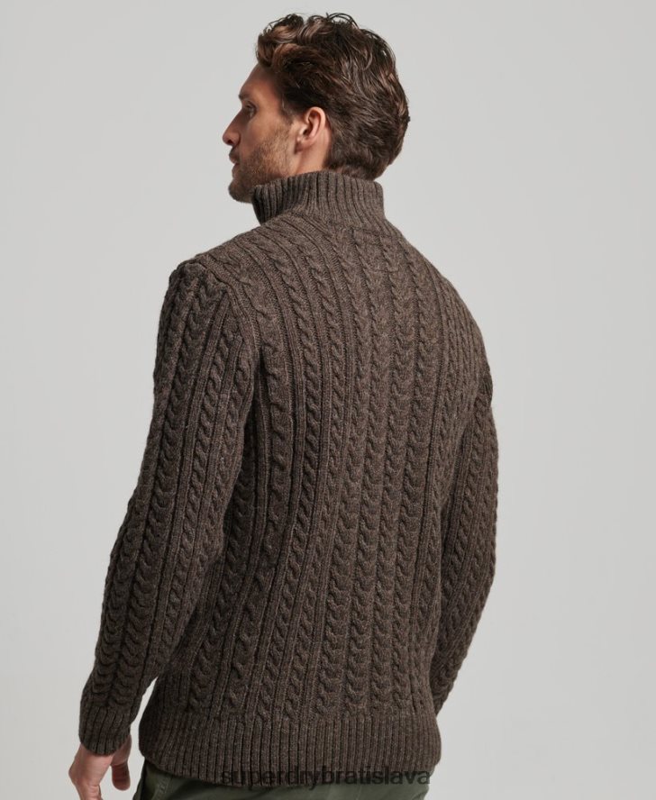 Superdry muži Vintage sveter Jacob henley 6B4ZTR1322 oblečenie hnedá
