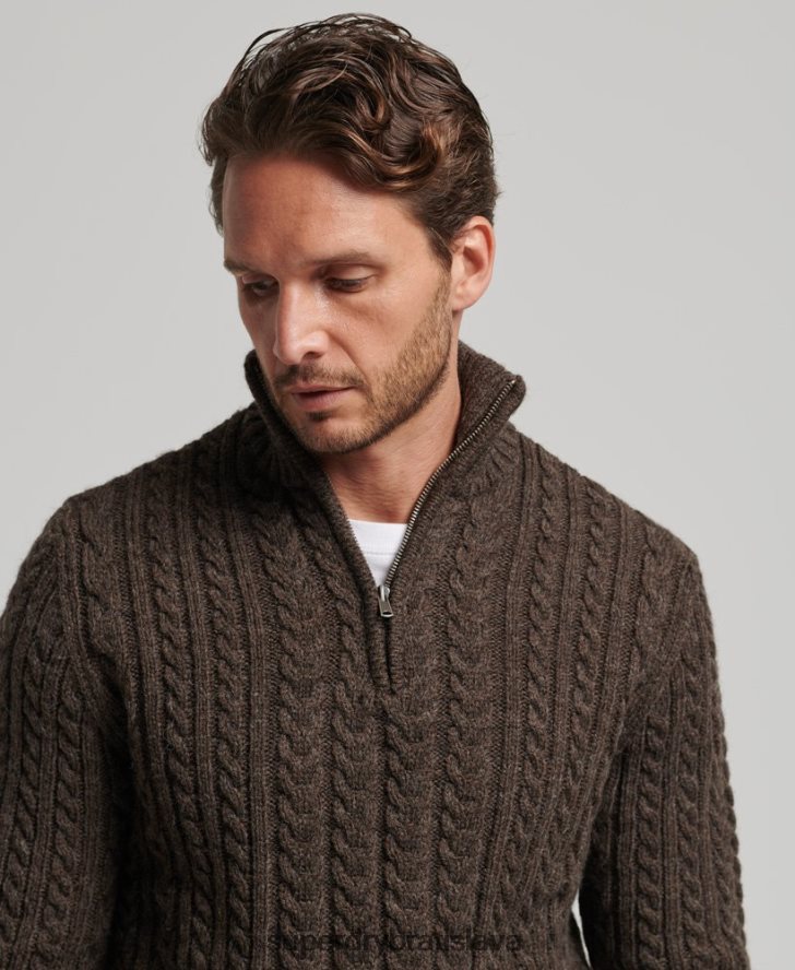 Superdry muži Vintage sveter Jacob henley 6B4ZTR1322 oblečenie hnedá