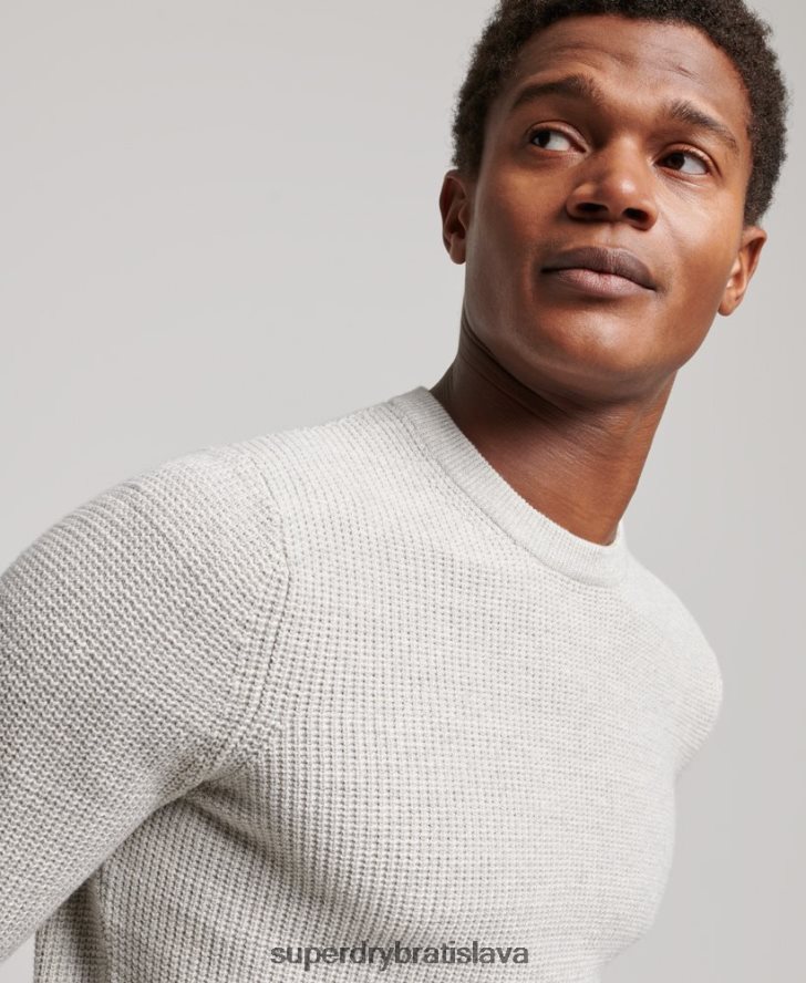 Superdry muži Vintage textúrovaný pletený sveter 6B4ZTR1238 oblečenie sivá