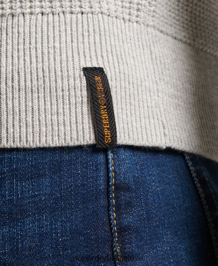 Superdry muži Vintage textúrovaný pletený sveter 6B4ZTR1238 oblečenie sivá