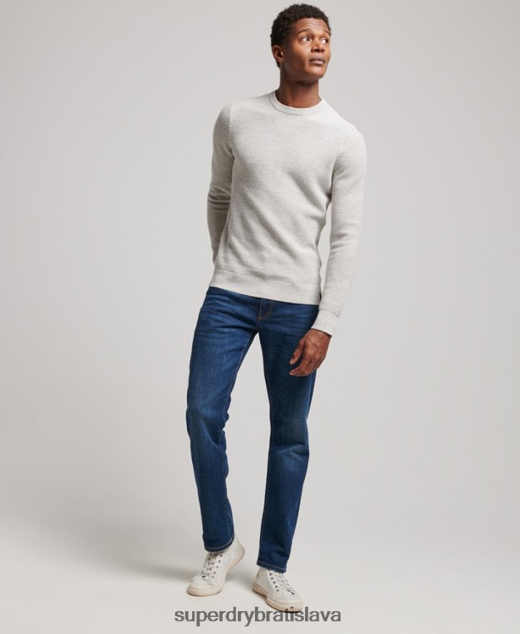 Superdry muži Vintage textúrovaný pletený sveter 6B4ZTR1238 oblečenie sivá