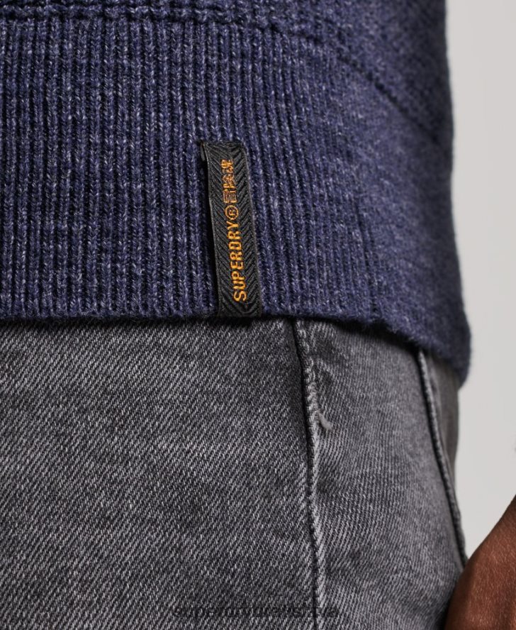 Superdry muži Vintage textúrovaný pletený sveter 6B4ZTR1249 oblečenie námorníctvo