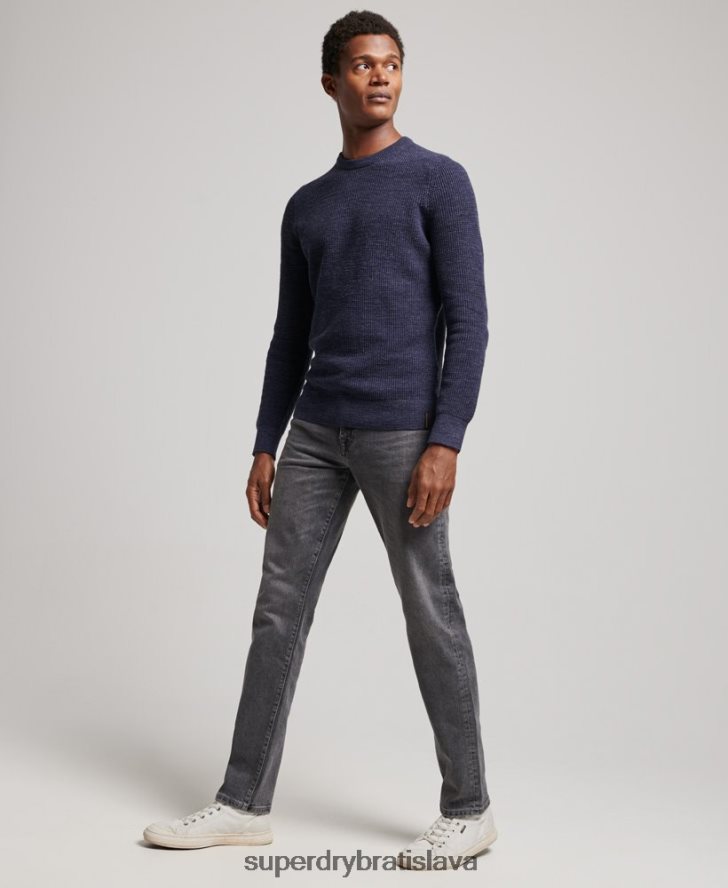 Superdry muži Vintage textúrovaný pletený sveter 6B4ZTR1249 oblečenie námorníctvo