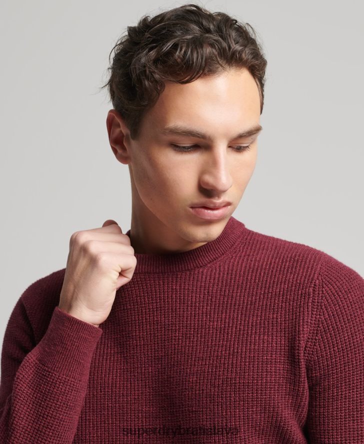 Superdry muži Vintage textúrovaný pletený sveter 6B4ZTR1251 oblečenie červená