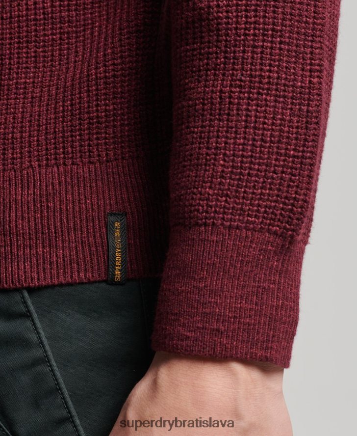 Superdry muži Vintage textúrovaný pletený sveter 6B4ZTR1251 oblečenie červená