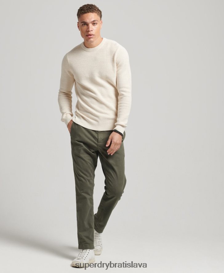 Superdry muži Vintage textúrovaný pletený sveter 6B4ZTR1337 oblečenie krém