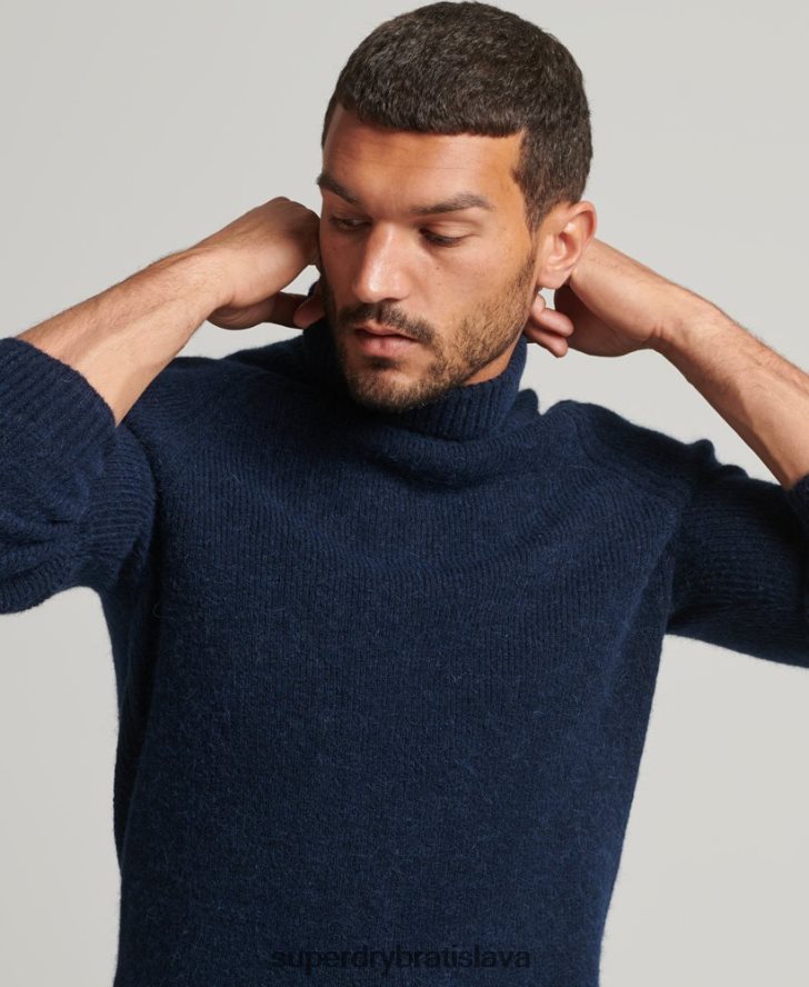 Superdry muži alpakový robustný sveter s rolovacím krkom 6B4ZTR1262 oblečenie námorníctvo