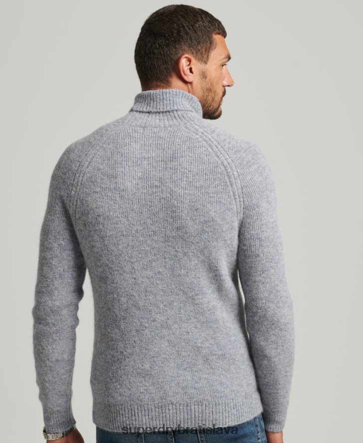 Superdry muži alpakový robustný sveter s rolovacím krkom 6B4ZTR1301 oblečenie sivá