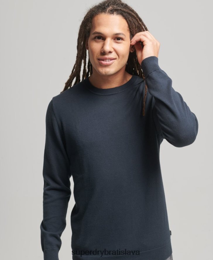 Superdry muži bavlnený pletený sveter 6B4ZTR5322 oblečenie námorníctvo