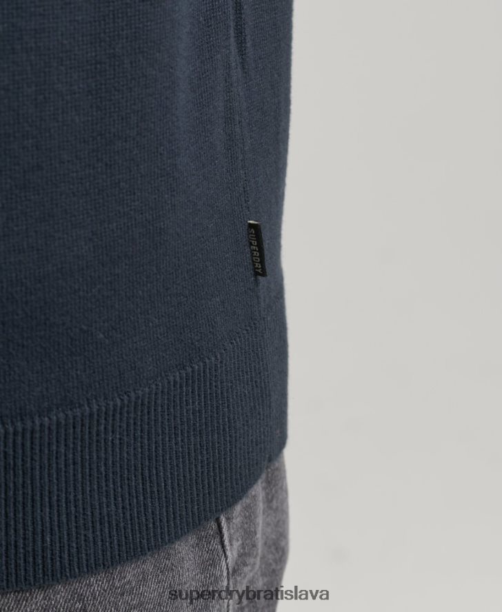 Superdry muži bavlnený pletený sveter 6B4ZTR5322 oblečenie námorníctvo